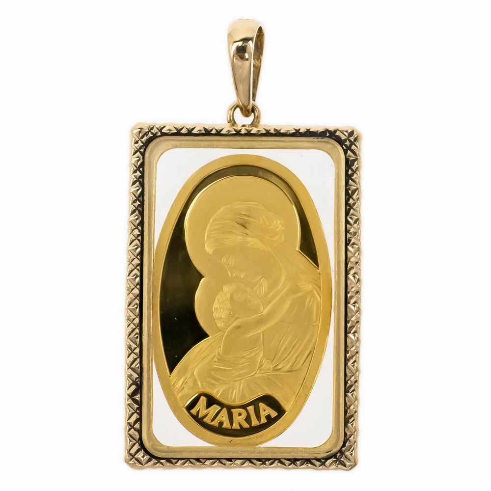 【名東】【JEWELRY】ペンダント 聖母マリア MARIA オーバルコイン K24 K18 純金 ゴールド スイス ネックレストップ ジュエリー  高級【中古】