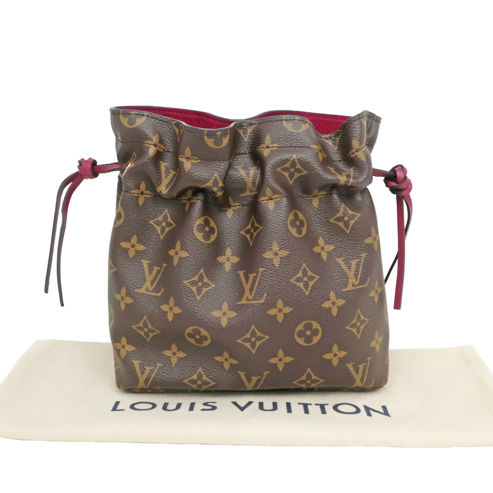 名東】【LOUIS VUITTON】ルイヴィトン ポッシュ・ノエ フューシャ ポーチ モノグラム 巾着 ドローストリング ブラウン M43445  レディース【中古】 - 質ウエダ 公式オンラインショップ | 名古屋に4店舗。信頼・安心の創業65年。全国発送を承っております。