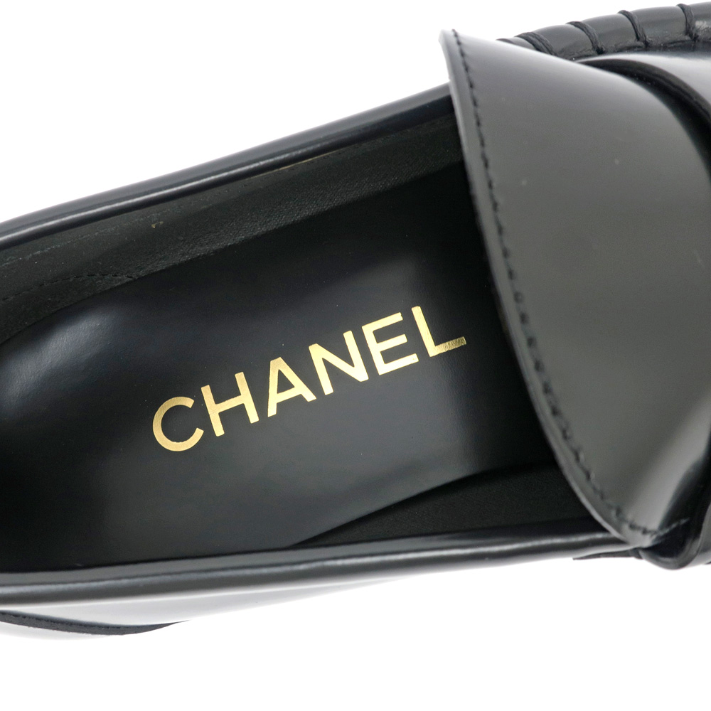 名東】【CHANEL】シャネル 22A ローファー ロゴ G39190 X56644