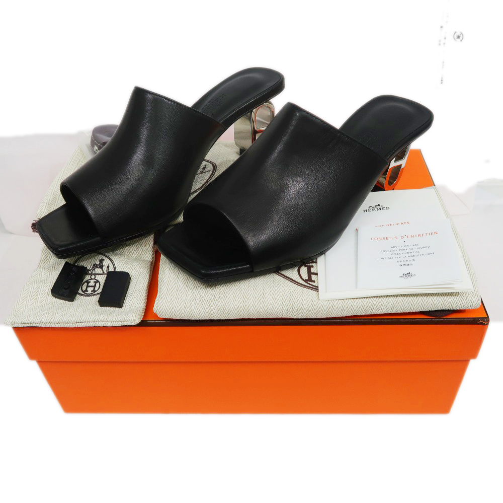 名東】【HERMES】エルメス アイコニック サンダル サイズ36 黒