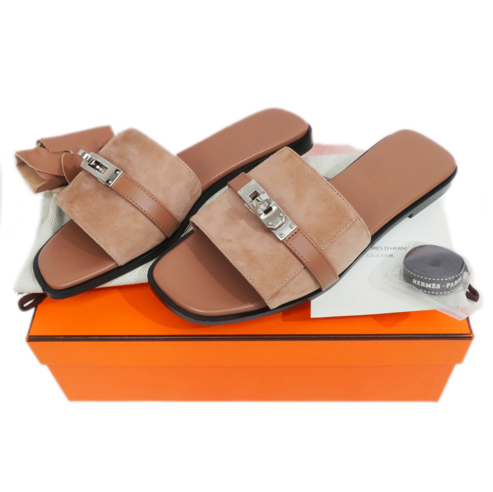【ケリーバックルが上品】エルメス サンダルジュリア 名東】【HERMES】エルメス ジュリア サンダル サイズ36 ピンク