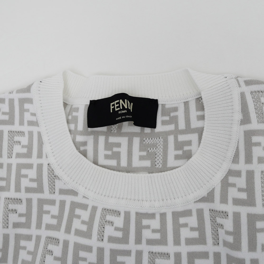 名東】【FENDI】フェンディ ズッカ柄 ニットTシャツ FZY443