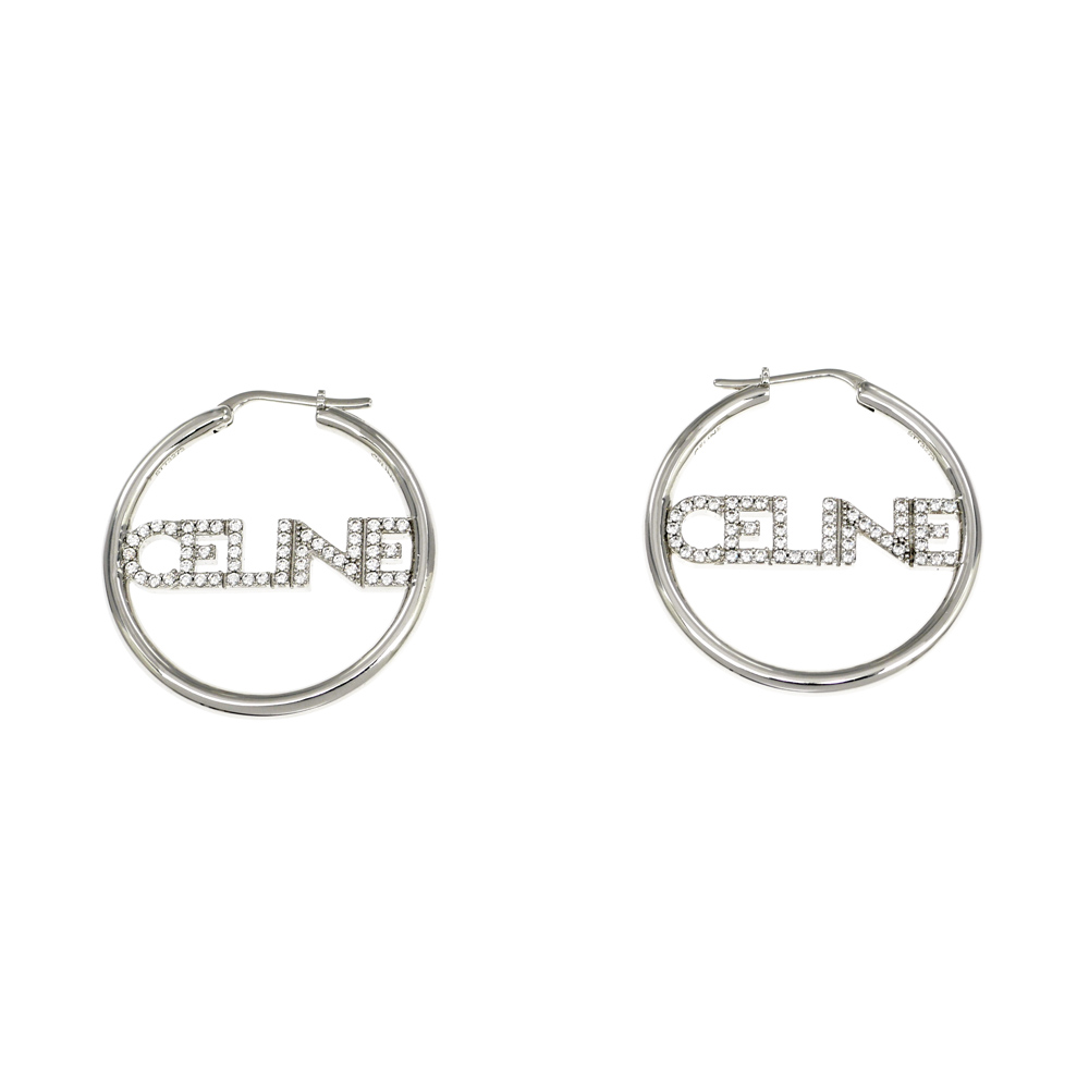 名東】【CELINE】セリーヌ ピアス フープピアス クリスタル