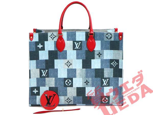 名古屋 Louis Vuitton ルイヴィトン デニム モノグラム オンザゴーgm M ショルダーバッグ ブックトート レディース ss 新作 新品 未使用 中古 質ウエダ 公式オンラインショップ 名古屋に4店舗 信頼 安心の創業60年 全国発送を承っております