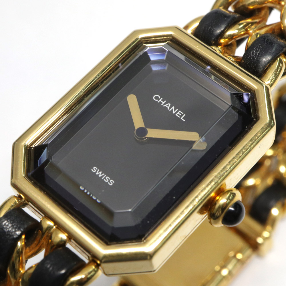 【117994】CHANEL シャネル  H0001 プルミエール L ブラックダイヤル GP クオーツ 当店オリジナルボックス 腕時計 時計 WATCH レディース 女性 女