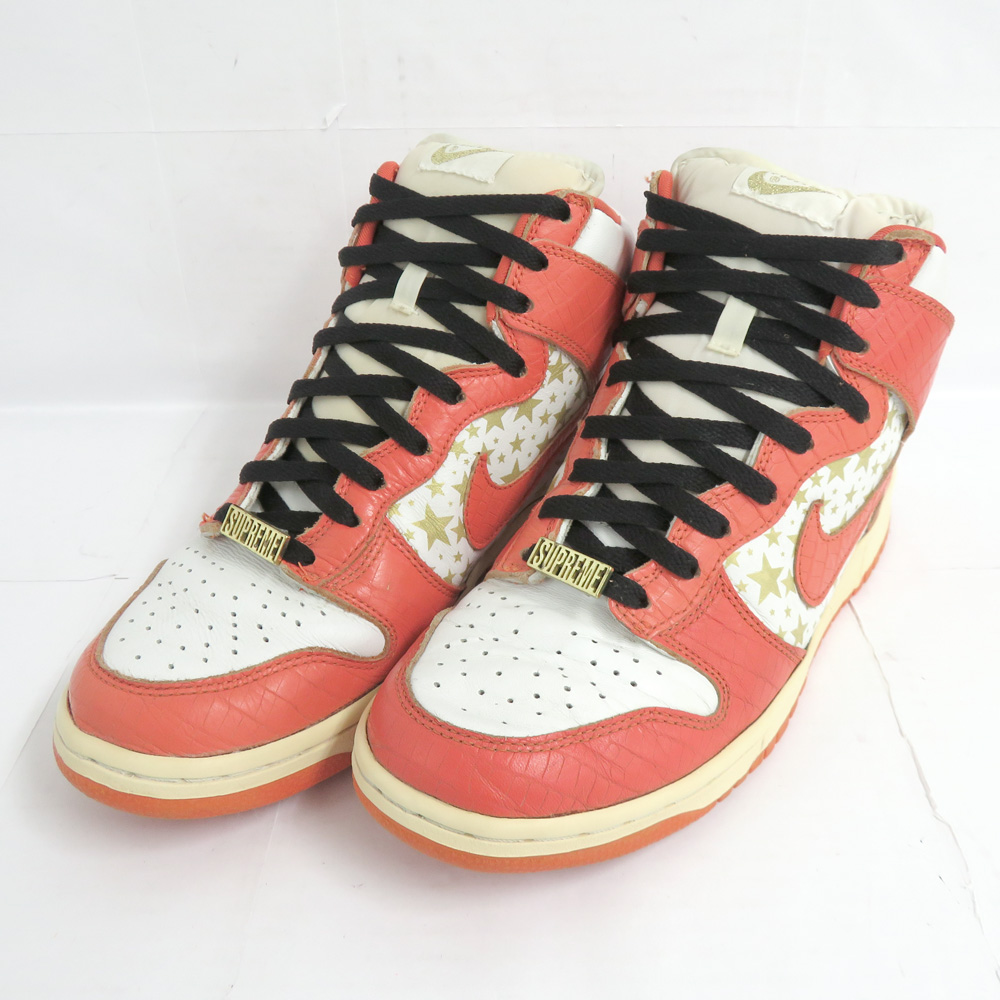 NIKE ナイキ Supreme Dunk High Pro SB Orange Stars 307385-181 シュプリーム ダンク ハイ プロ  エスビー オレンジスターズ カレッジオレンジ ホワイト US9 27.0cm ハイカット コラボ Wネーム メンズ 靴 スニーカー 中古