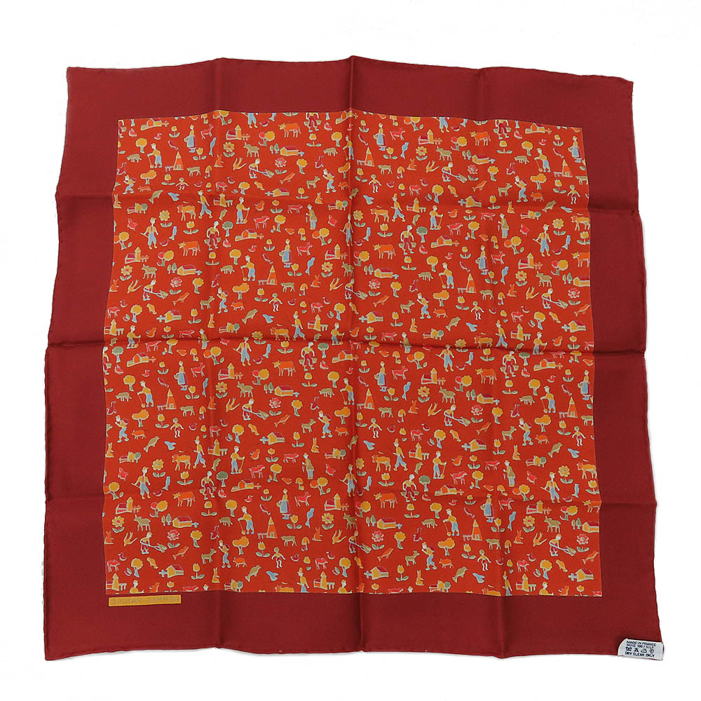 名古屋】【HERMES】エルメス カレ40 プチカレ 牧場柄 スカーフ