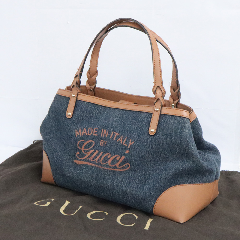 名古屋】【GUCCI】グッチ クラフト トートバッグ 348715 デニム レザー インディゴブルー ブラウン レディースハンドバッグ【中古】 -  質ウエダ 公式オンラインショップ | 名古屋に4店舗。信頼・安心の創業65年。全国発送を承っております。