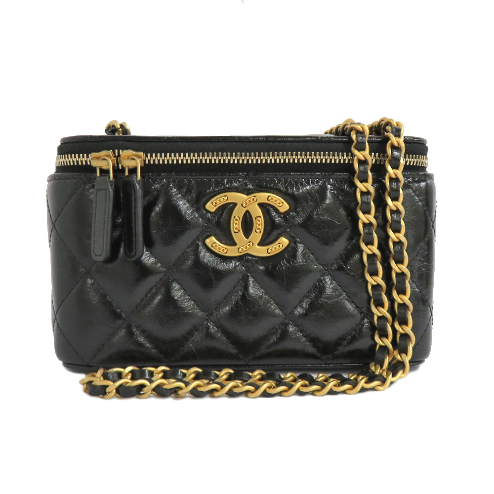 名古屋】【CHANEL】シャネル マトラッセ バニティバッグ AP4139 ブラック ゴールド金具 カーフスキン メタルココマーク 黒 チェーンショルダー  クロスボディ ミラー付き レディース【新品】【未使用】【中古】 - 質ウエダ 公式オンラインショップ | 名古屋に4店舗。信頼 ...