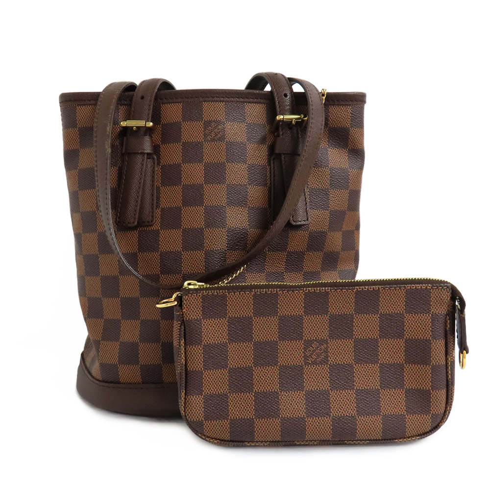 名古屋】【LOUIS VUITTON】ルイヴィトン マレ N42240 ダミエ エベヌ トートバッグ ショルダーバッグ バケツ型 バケット ポーチ付き  ブラウン 赤 レザー レディース【中古】 - 質ウエダ 公式オンラインショップ | 名古屋に4店舗。信頼・安心の創業65年。全国発送を承って ...