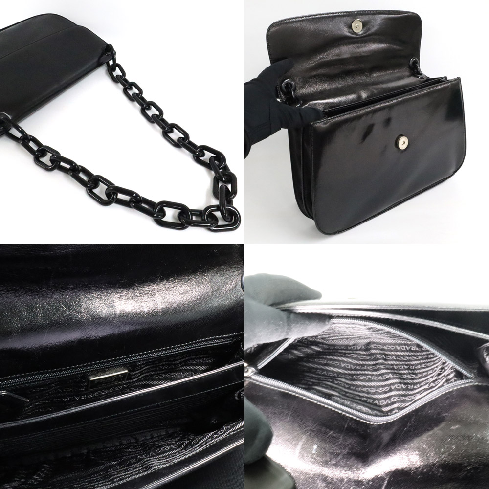 名古屋】【PRADA】プラダ プラチェーンショルダー B6380 ブラック