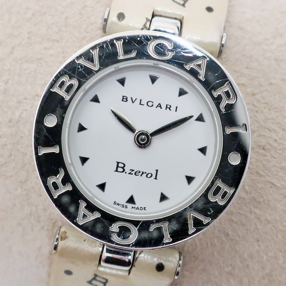 【栄】【BVLGARI】ブルガリ B-Zero1 ビーゼロワン BZ22S ホワイト SS エナメル レザー クォーツ レディース 腕時計【中古】