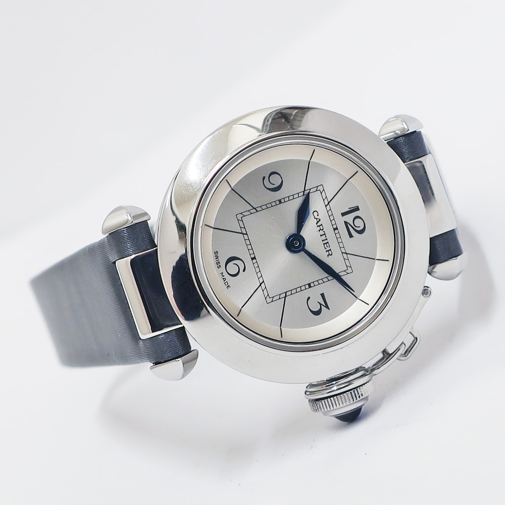 カルティエ Cartier 腕時計 ミス パシャ W3140024 1周年記念 日本限定モデル ブルー サンレイ 文字盤 SS クオーツアナログ