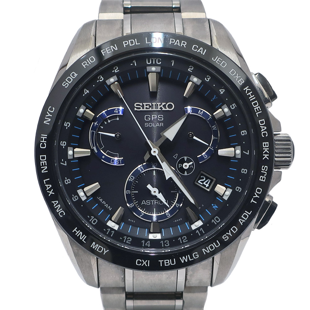 【栄】【SEIKO】セイコー アストロン SBXB101 8Xシリーズ GPS ソーラー 電波 チタン ブラック ブルー メンズ 腕時計【中古】