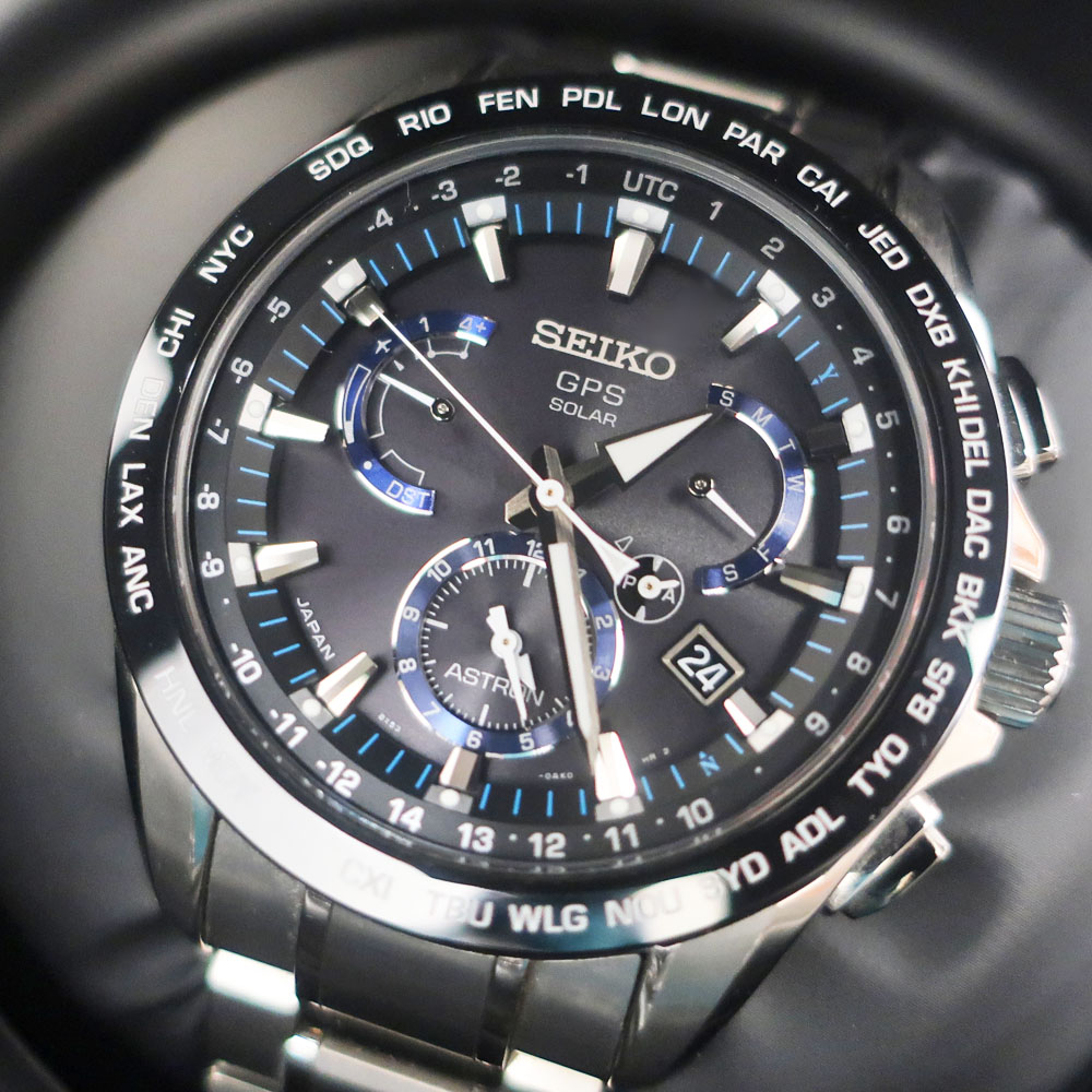 【栄】【SEIKO】セイコー アストロン SBXB101 8Xシリーズ GPS ソーラー 電波 チタン ブラック ブルー メンズ 腕時計【中古】