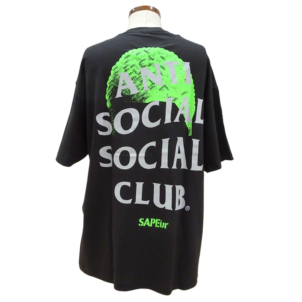 【栄】【SAPEUR】サプール アンチソーシャルソーシャルクラブ Tシャツ コラボレーション ブラック ネオングリーン サイズXL  メンズ【新品】【未使用】【中古】