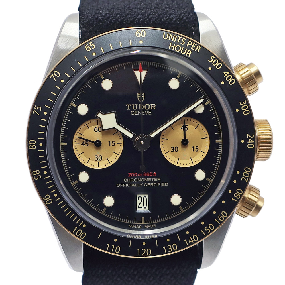 【栄】【TUDOR】チューダー チュードル ブラックベイクロノ S&G 79363N SS YG ファブリック ブラック ゴールド 自動巻き メンズ  腕時計 2021年【中古】