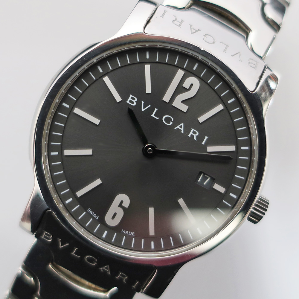 【栄】【BVLGARI】ブルガリ ソロテンポ ST35S SS グレー クォーツ メンズ 腕時計【電池交換済み】【中古】