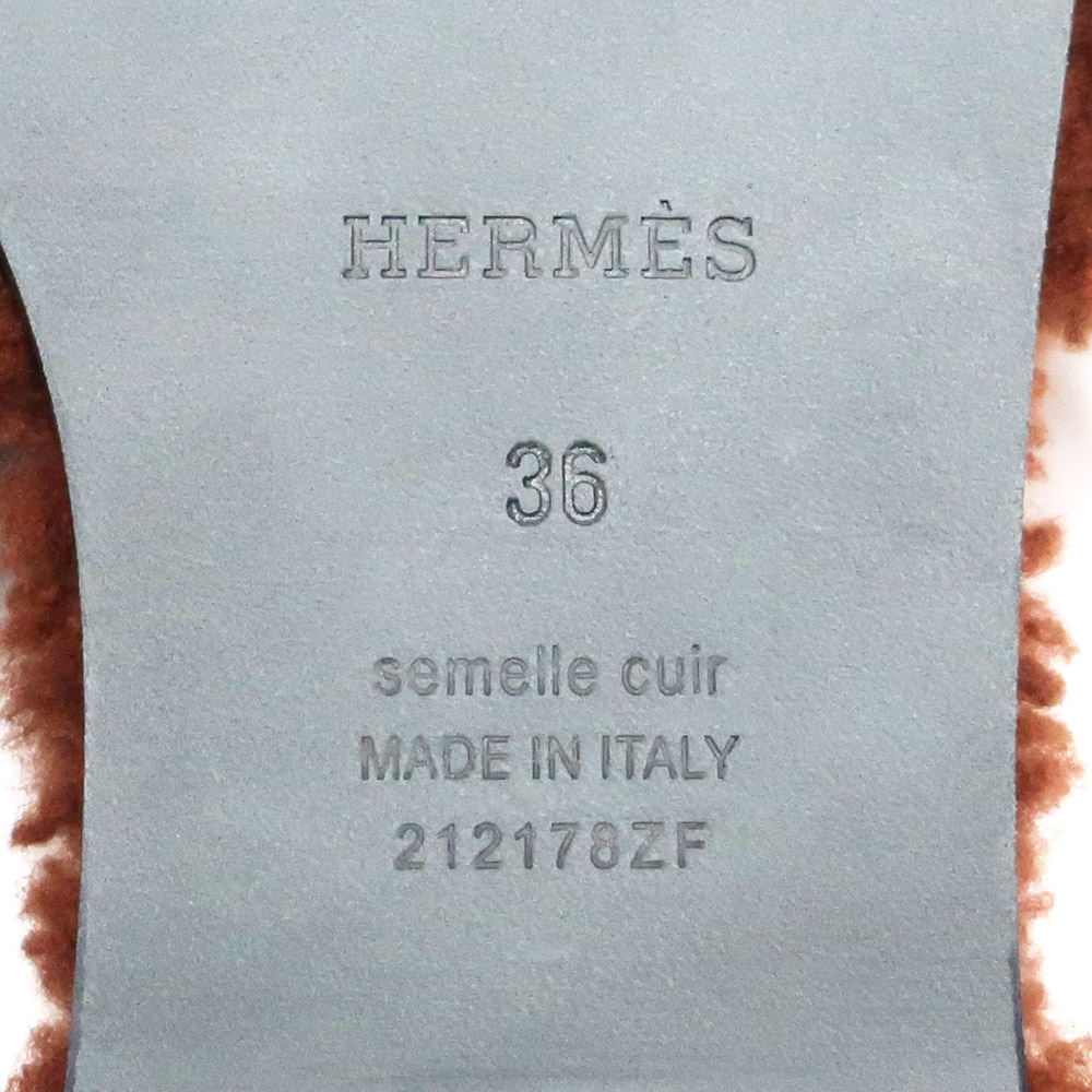 栄】【HERMES】エルメス オラン シープスキン ボア サンダル H