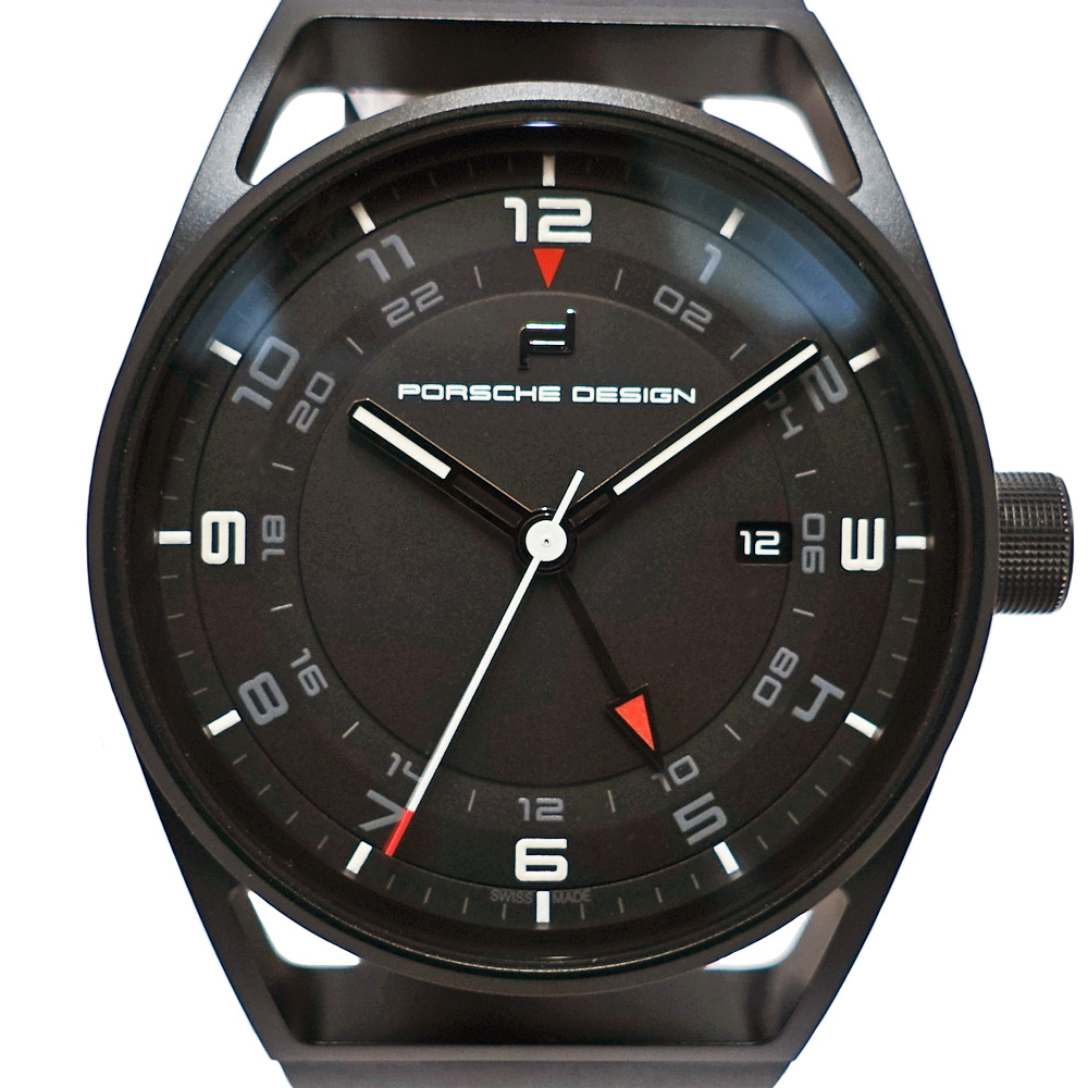 【栄】【PORSCHE DESIGN】ポルシェデザイン 1919 グローブタイマー 6020.2.02.001.06.2 GMT チタン ラバー  ブラック 自動巻き メンズ 腕時計【中古】
