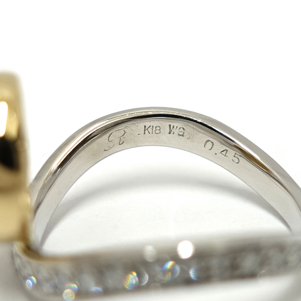 【栄】K18WG K18YG ルチルクォーツ ダイヤモンド リング 指輪 一粒 750WG 高級 ジュエリー【仕上済】