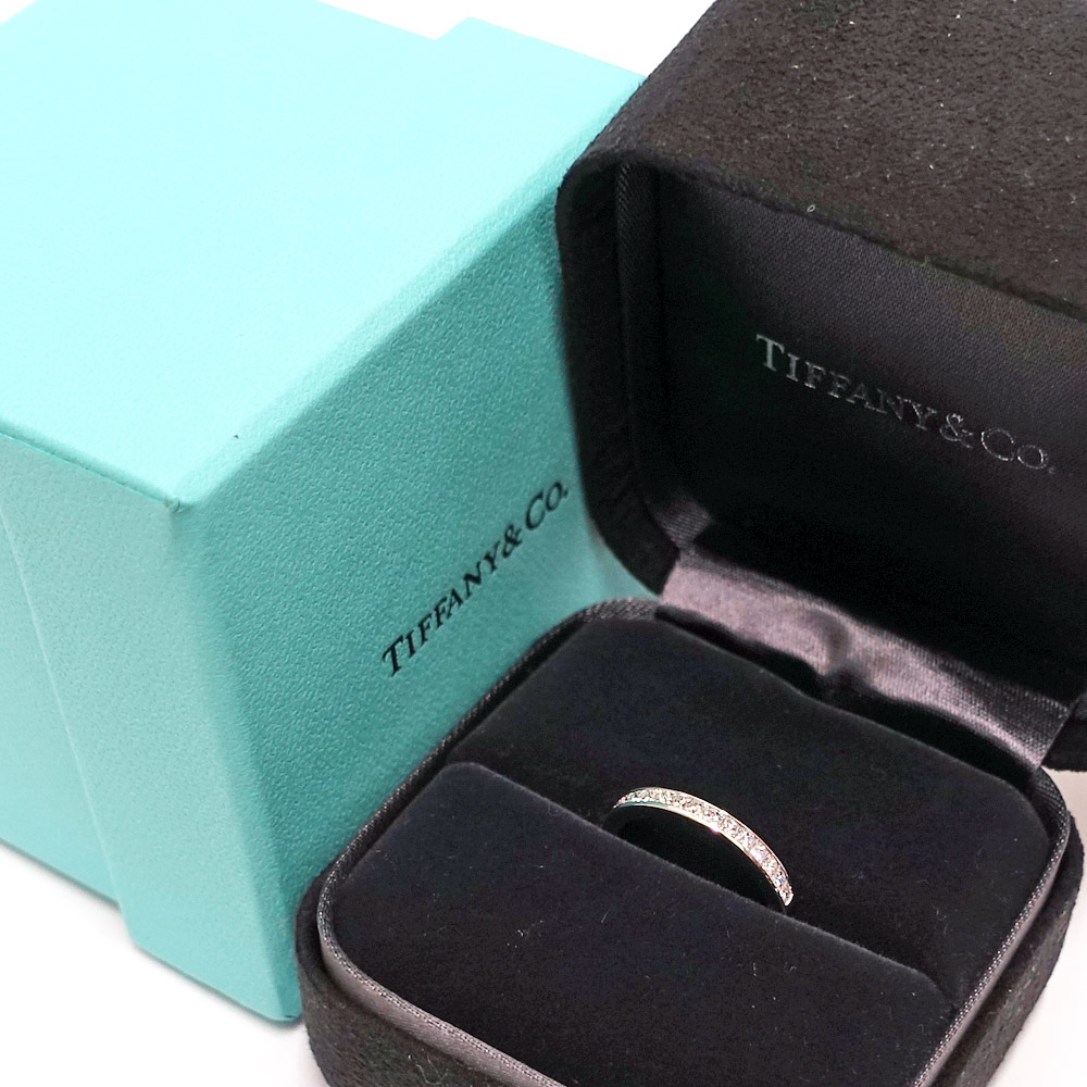 【栄】【TIFFANY】ティファニー Pt950 ダイヤモンド ハーフサークル エタニティ リング プリンセスカット 指輪 ジュエリー プラチナ【仕上げ済】【中古】 中古品