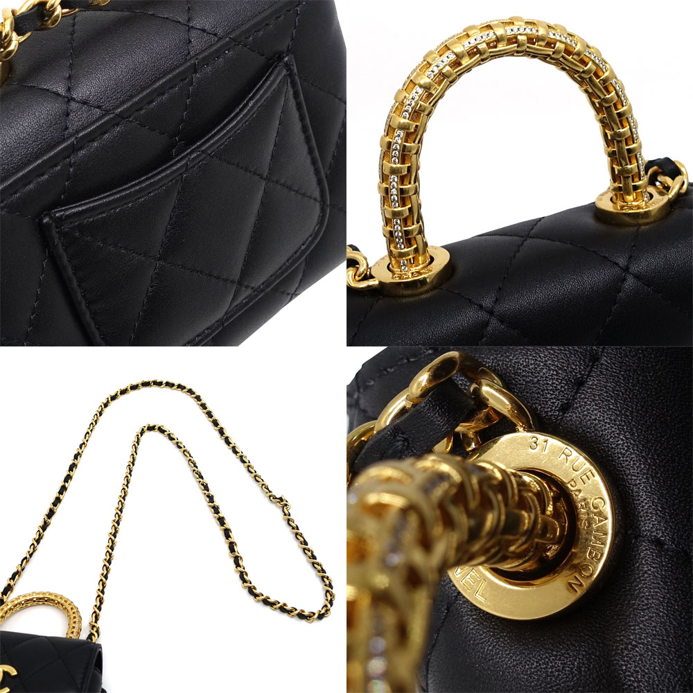 ノベルティーブラック ココハンドル ショルダー2way*** 栄】【CHANEL】シャネル ココハンドル マイクロ ハンドバッグ