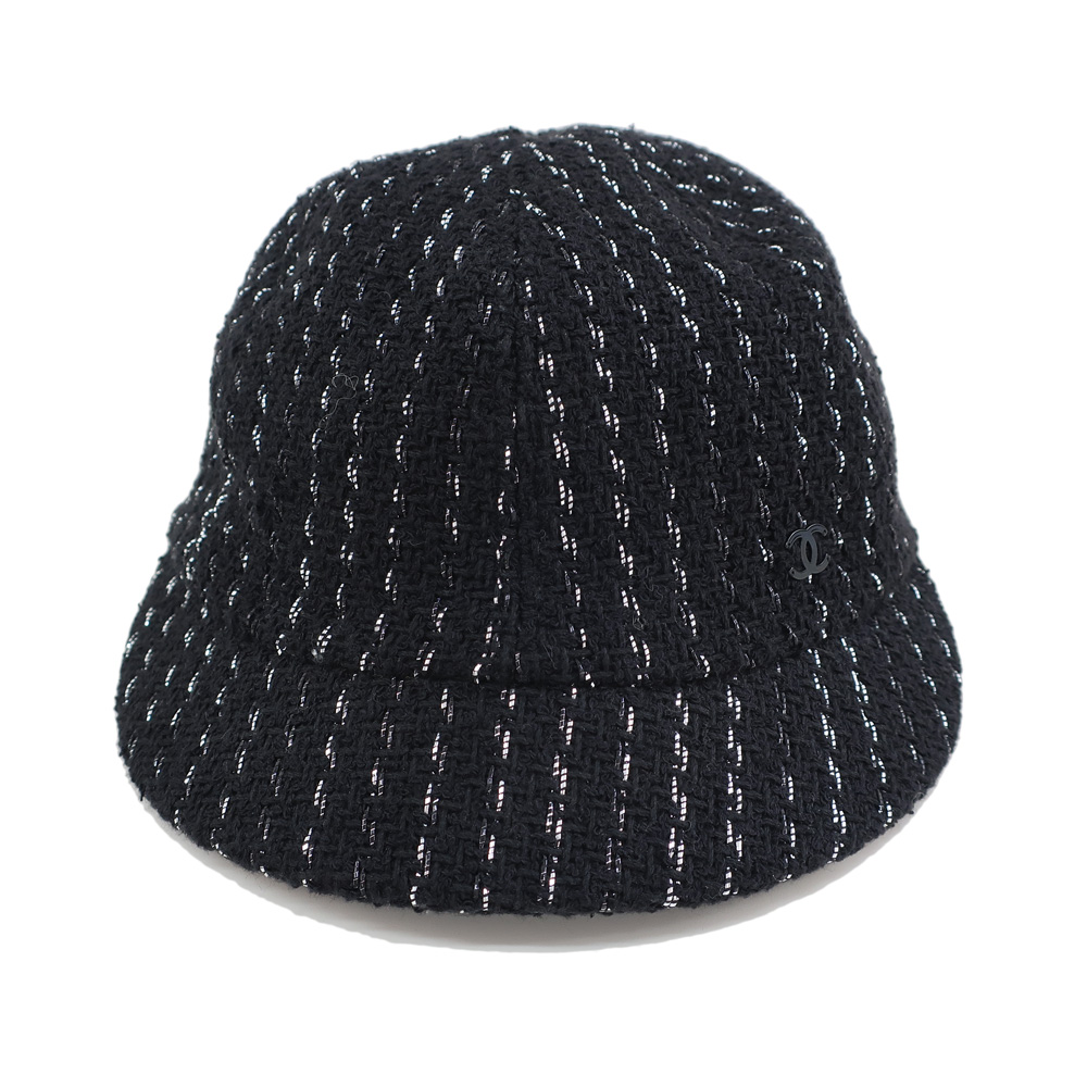 シャネルの帽子ですシャネル ココマーク ツイード キャスケット ブラック