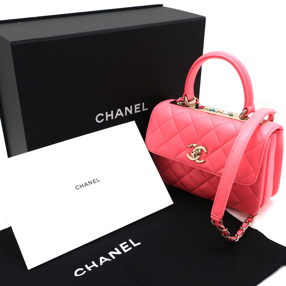 天白】【CHANEL】シャネル ココハンドル ピンク チェーン