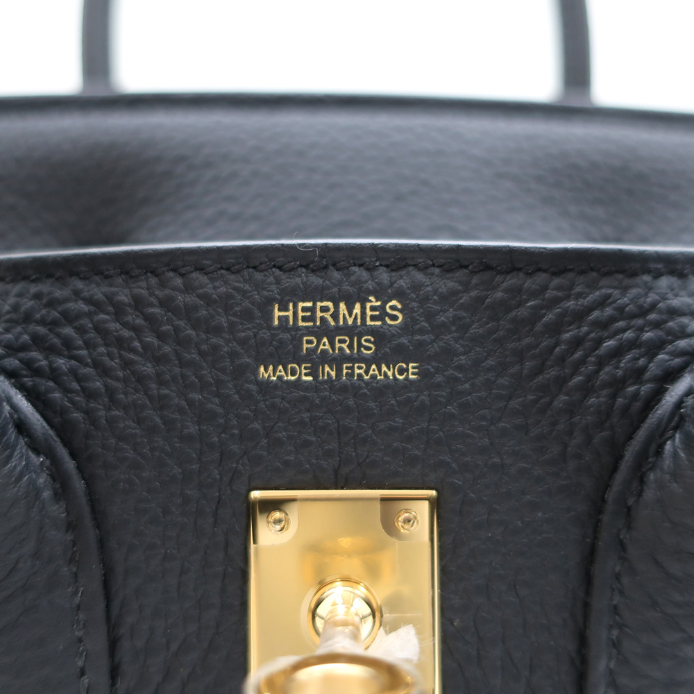 天白】【HERMES】エルメス バーキン 25 ブラック W刻印 ゴールド