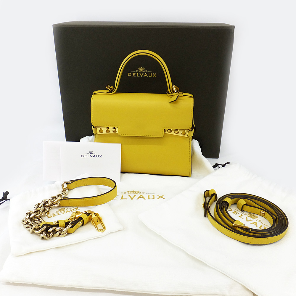 天白】【DELVAUX】デルヴォー タンペート スモール イエロー サプルカーフ SORBET 2WAY ショルダーストラップ付 レディース  鞄【中古】 - 質ウエダ 公式オンラインショップ | 名古屋に4店舗。信頼・安心の創業65年。全国発送を承っております。