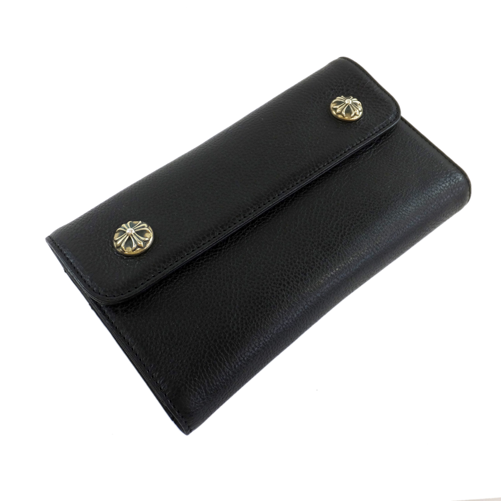 新品展示品　クロムハーツ　ウェーブウォレット　長財布　ブラック　黒 天白】【セール】【CHROME HEARTS】クロムハーツ ウェーブ ウォレット