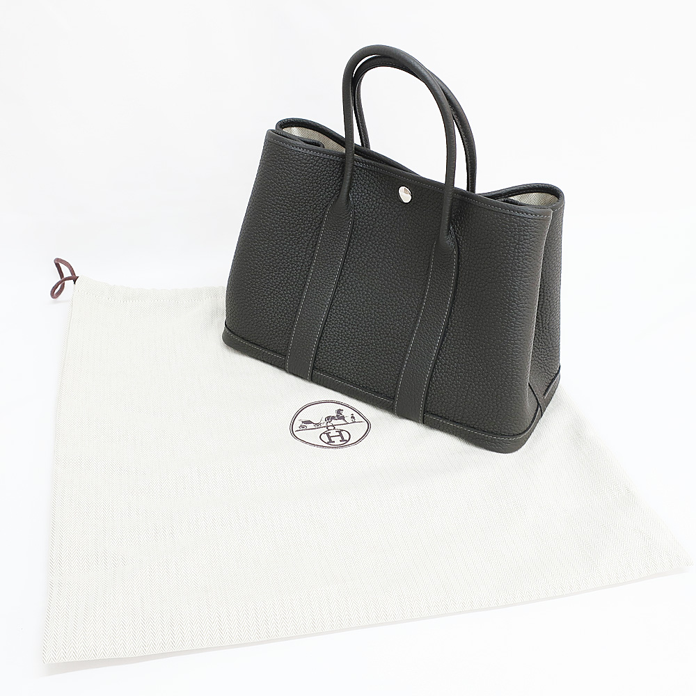 天白】【HERMES】エルメス ガーデンパーティTPM ハンドバッグ ダーク