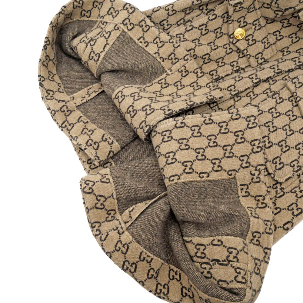 名東】【GUCCI】グッチ ケープ GG柄 ベージュ ダークブラウン Sサイズ